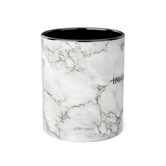 Inner Citadel Marble Accent Mug — "Start Your Day Unshakable" 11oz